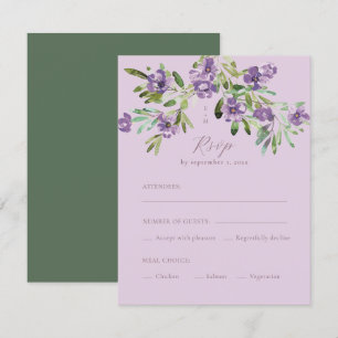 Cartons Réponse Fleurs violettes Calligraphie romantique Choix de 