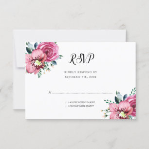 Cartons Réponse Floral Aquarelle rose Roses Orchidées Mariage