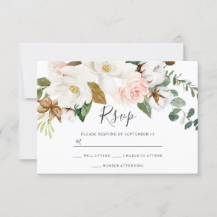 Cartons Réponse Floral blanc & Blush All Seasons Mariage