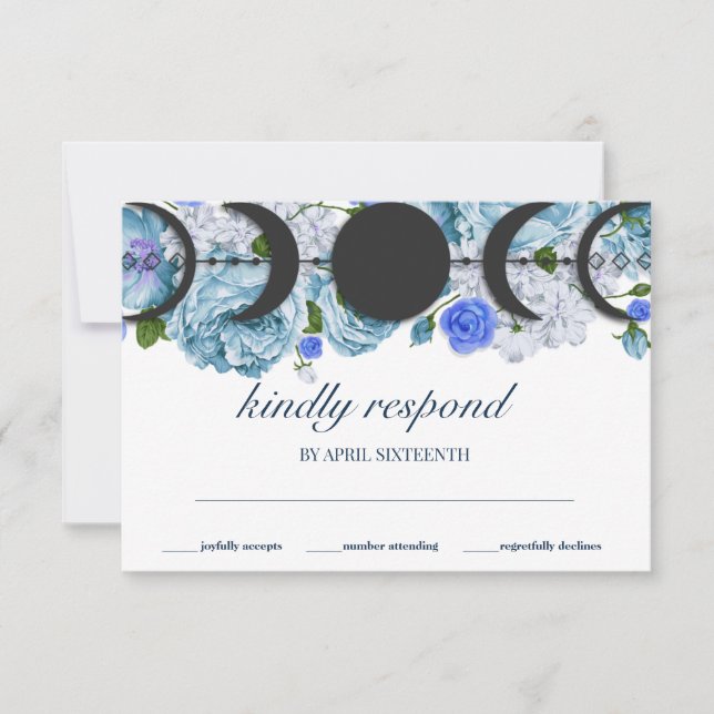 Cartons Réponse Floral Blue Moon Phase Wicca Handfasting (Devant)