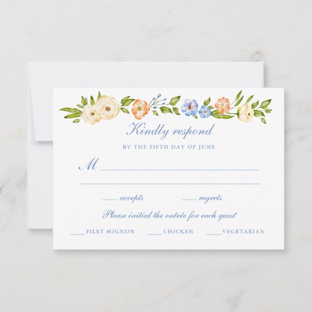 Cartons Réponse Floral Border Wedding  (Devant)