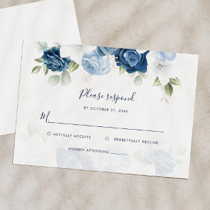 Cartons Réponse Floral Dusty Blue Floral Script Mariage