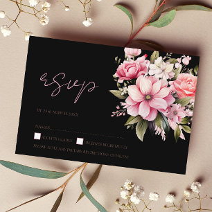 Cartons Réponse Floral Fleurs roses noires foncé Mariage esthétiqu