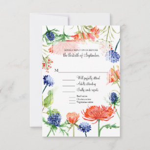 Cartons Réponse Floral moderne Bleu Orange Aquarelle Chute de feui