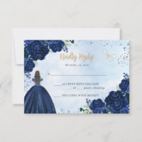 Floral Navy Blue Gold Parties scintillant Princess