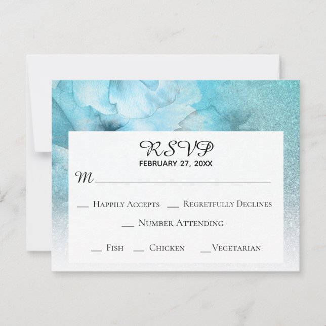 Cartons Réponse *~* Floral Parties scintillant bleu violet Mariage (Devant)