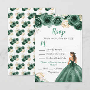 Cartons Réponse Floral Princess dans une robe vert foncé choix de 