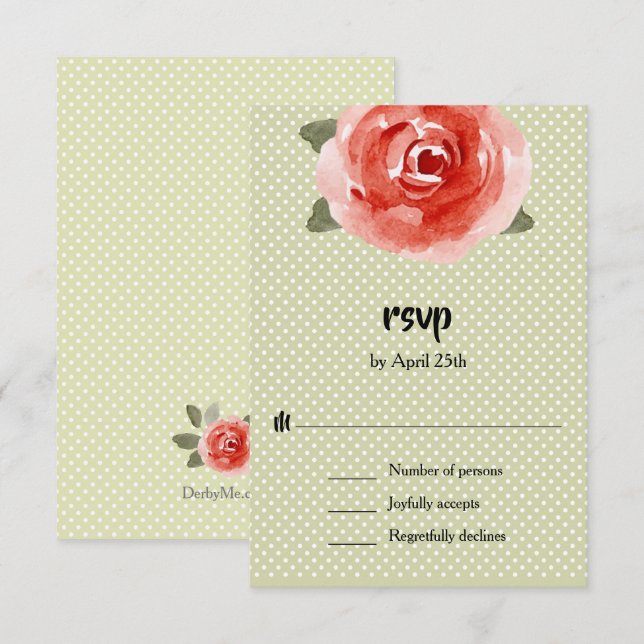 Cartons Réponse Floral Rose rouge (Devant / Derrière)