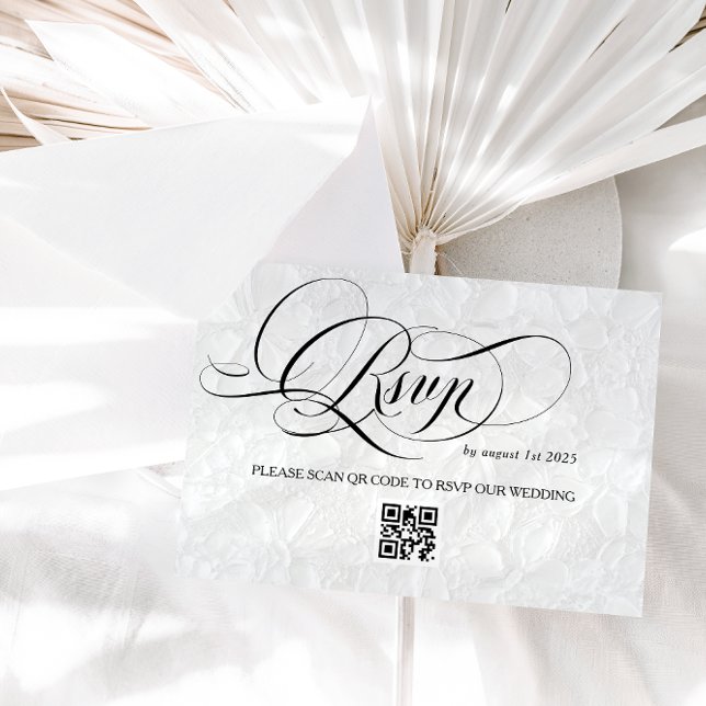 Cartons Réponse Floral White Calligraphie Mariage (Créateur téléchargé)