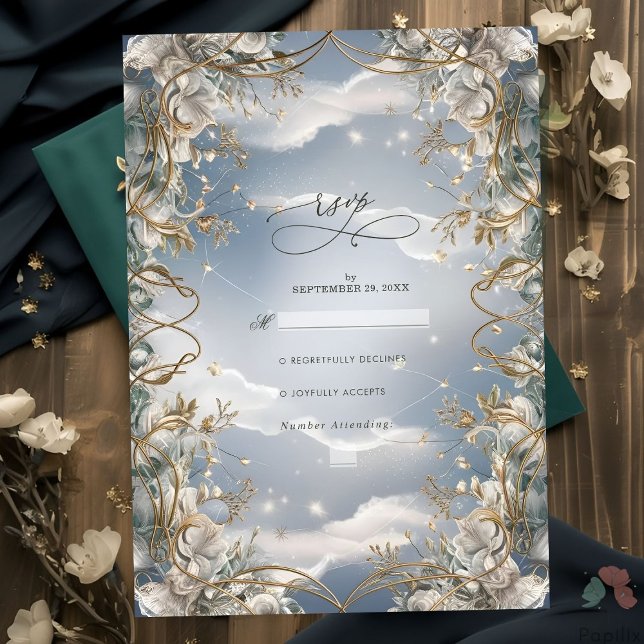 Cartons Réponse Florales étonnantes accentuées avec Mariage d'or (Créateur téléchargé)