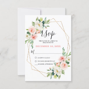 Cartons Réponse Flore rose pâle moderne cadre géométrique or