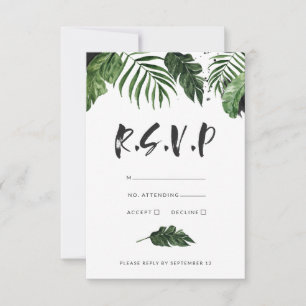 Cartons Réponse Flore tropicale moderne peinte mariage r.s.v.p
