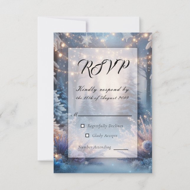 Cartons Réponse Flores d'hiver dans le Mariage de pins givrés (Devant)