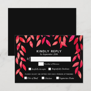 Cartons Réponse Foliage rose chaud sur Mariage noir