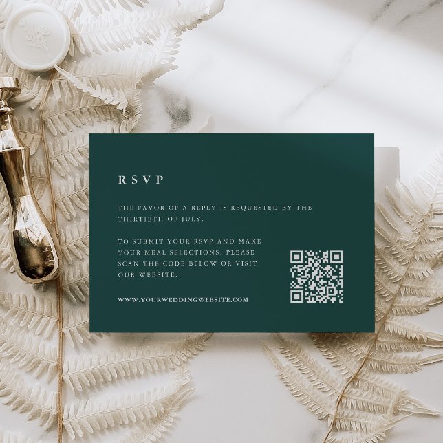 Cartons Réponse Forest Green Winter Wedding Code QR (Créateur téléchargé)