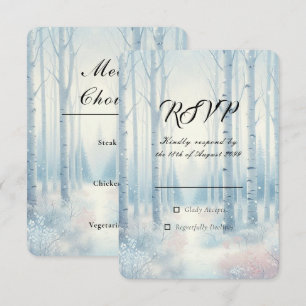 Cartons Réponse Forêt de bouleaux bleus givrés pour mariage