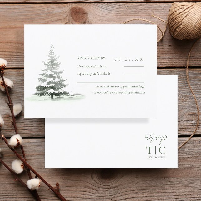 Cartons Réponse Forêt de mariage rustique d'hiver ID1049 (Créateur téléchargé)