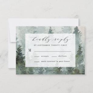Cartons Réponse Forêt de pins rustique thème aquarelle mariage