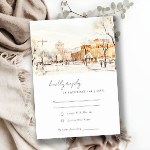 Cartons Réponse Forgo North Dakota City Scape Mariage d'aquarelle