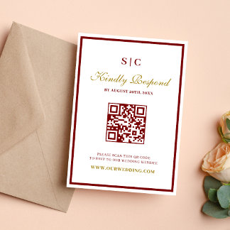 Cartons Réponse Formal Classic Burgundy & Gold Monogram Wedding