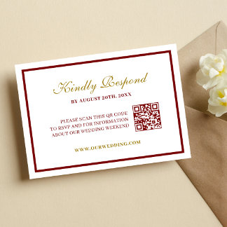 Cartons Réponse Formal Classic Burgundy & Gold Monogram Wedding