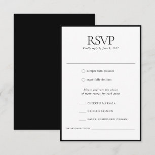 Cartons Réponse Formal Elegant Classic Black Frame Mariage