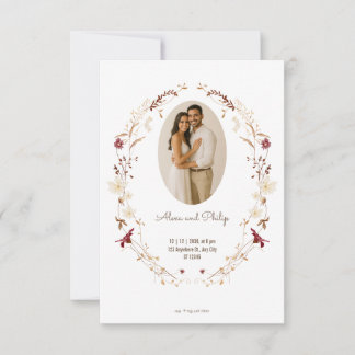 Cartons Réponse Forme de photo ovale florale rustique couronne bot