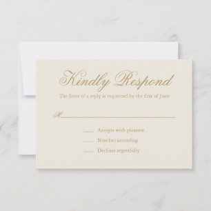 Cartons Réponse Formellement Neutre Or ivoire Mariage traditionnel