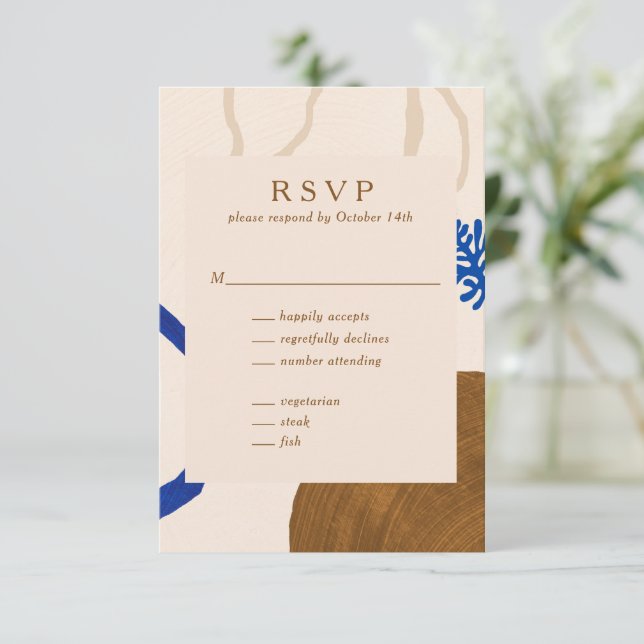 Cartons Réponse Formes Abstraites contemporaines Art Blue Tan Mari (Debout devant)