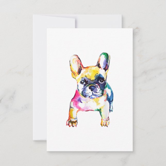 Cartons Réponse Français Bulldog Aquarelle Dessin À La Main Pour A (Devant)