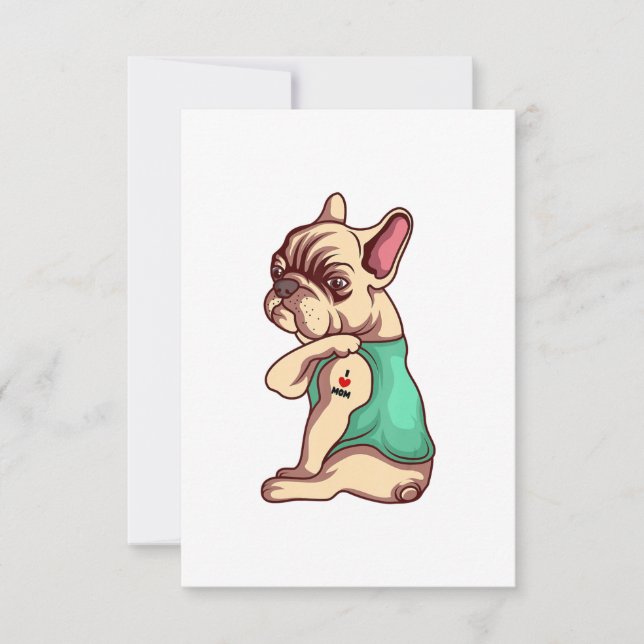 Cartons Réponse French Bulldog Dog I Love Mom Tattoo Lover Funny (Devant)