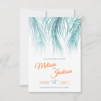 frondes tropicales feuillage turquoise aqua orange