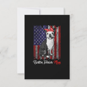 Cartons Réponse Funny Boston Terrier Mom American Flag Tee T-Shirt