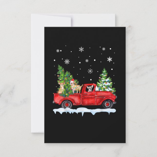 Cartons Réponse Funny Chihuahua Avec Camion Rouge Noël (Devant)