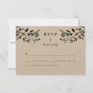 Cartons Réponse Garden Crest Rustic Kraft Floral Response Mariage
