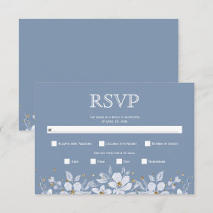 Cartons Réponse Garlande florale blanche et bijoux mariage bleu po