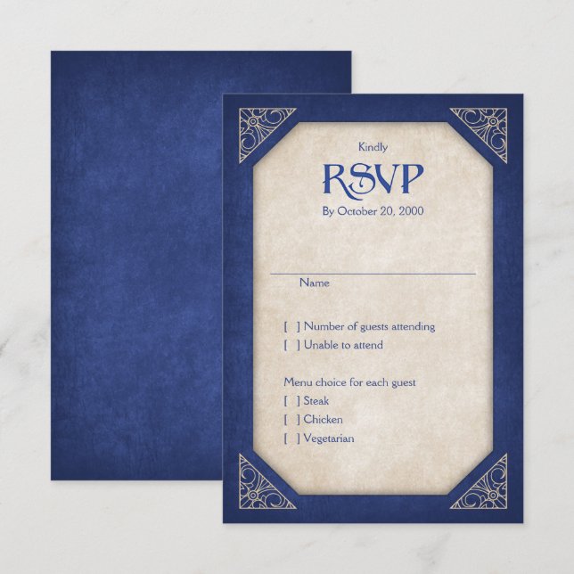 Cartons Réponse Geek Bleu Bibliothèque Livre Mariage littéraire (Devant / Derrière)