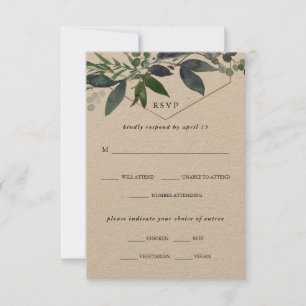 Cartons Réponse Geo Kraft verdoyant   Rose Gold Mey Choice Mariage