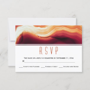 Cartons Réponse Géode rouge agate tranche couleurs automne mariage
