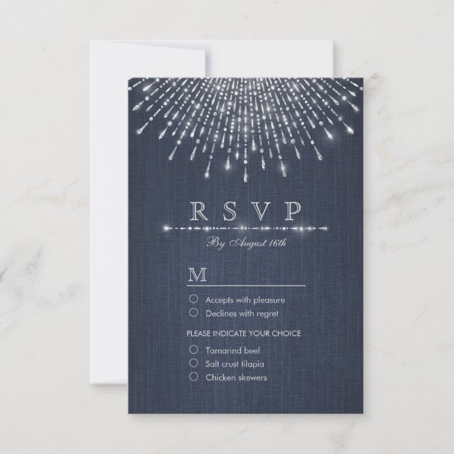 Cartons Réponse Glam argent parties scintillant déco mariage vinta (Devant)
