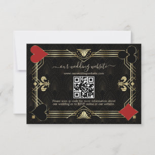 Cartons Réponse Glam QR Code Black Gold Art Deco Mariage