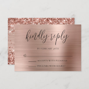 Cartons Réponse Glittery Rose Gold Foil Répondre Kindly Mariage