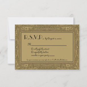 Cartons Réponse Gold Art Nouveau Mariage élégant