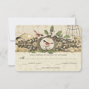 Cartons Réponse Gold Birdcage Damask Acorn Inséparables Vintages R