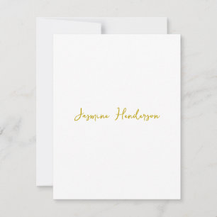 Cartons Réponse Gold Color Calligraphy Professional Nom personnali