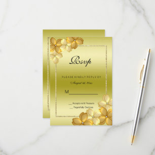 Cartons Réponse Gold Floral Décoration & Parties scintillant 60e a