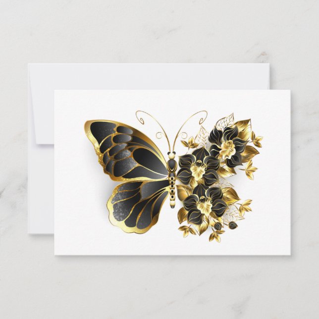 Cartons Réponse Gold flower Butterfly with Black Orchid (Devant)