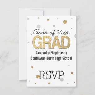 Cartons Réponse Gold Foil Parties scintillant Confetti Graduation 