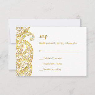 Cartons Réponse Gold Indian Paisley Mariage hindou