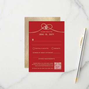 Cartons Réponse Gold Knot Union Double Bonheur Mariage chinois